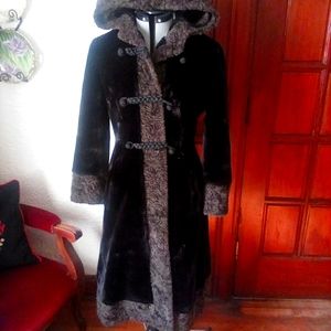 Vintage faux fur hooded coat